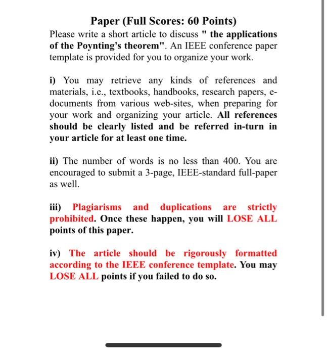 Solved Paper (Full Scores: 60 Points) Please write a short | Chegg.com