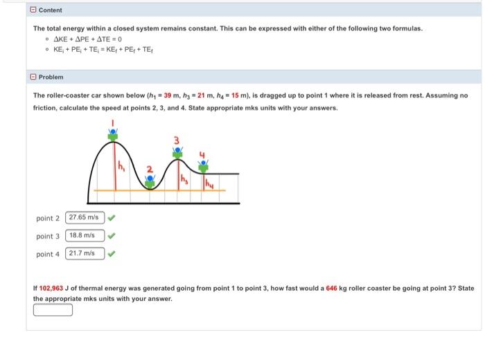 Solved Content The total energy within a closed system | Chegg.com