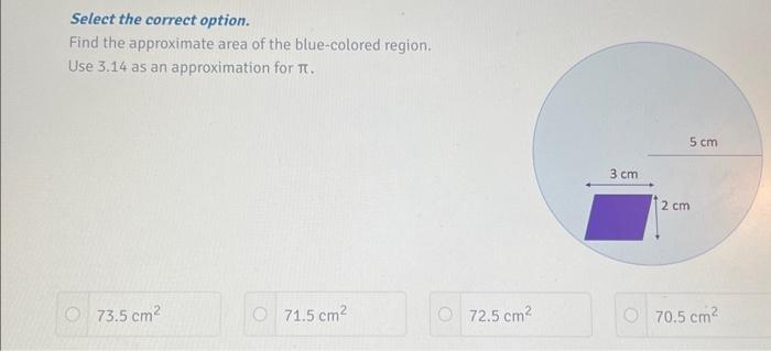 Solved Select the correct option. Find the approximate area | Chegg.com