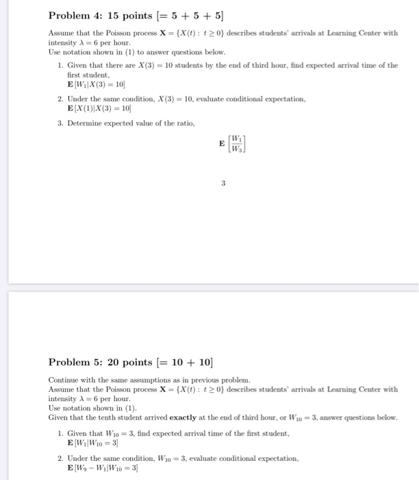 Solved Problem 4: 15 points (= 5 + 5 + 5] Assume that the | Chegg.com