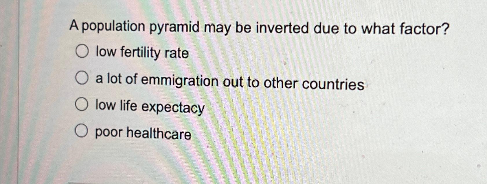 Solved A population pyramid may be inverted due to what | Chegg.com