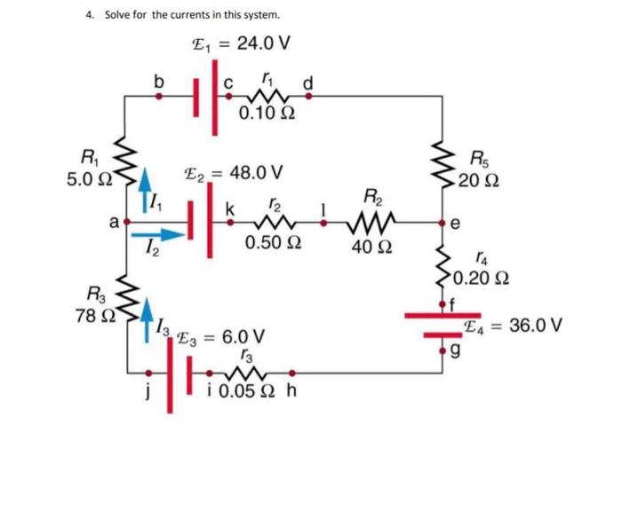 Solved 4. Solve for the currents in this system. | Chegg.com