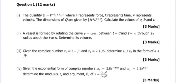 Solved Question 1 12 Marks 1 The Quantity Q F 241 5 Chegg Com