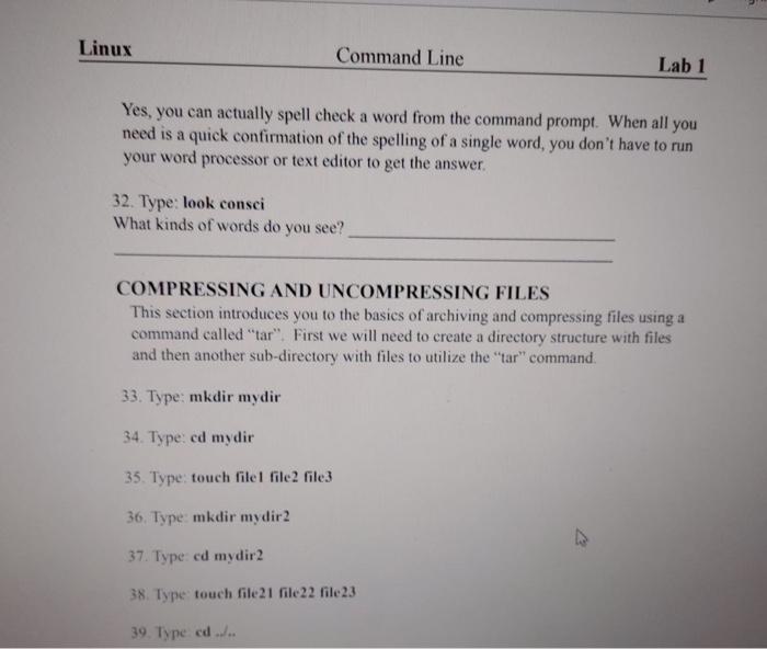 Solved Linux Command Line Lab 1 Name: Date: 1. Login: | Chegg.com