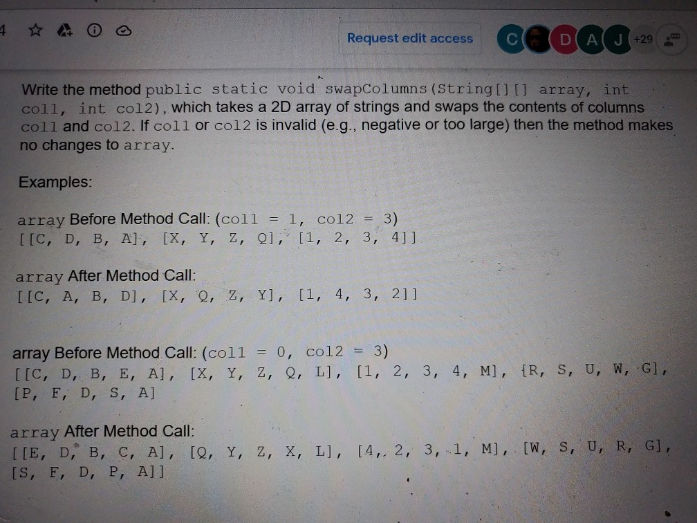 Solved ܠܛ Request edit access D AJ (+29 Write the method | Chegg.com