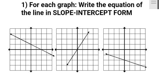 Solved 1) For each graph: Write the equation of the line in | Chegg.com