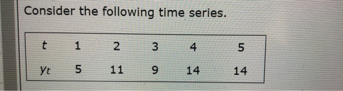 Solved Consider the following time series. t 1 2 3 4 Сл yt 5 | Chegg.com