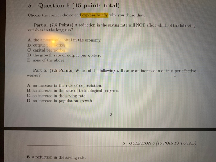 Solved 5 Question 5 (15 points total) Choose the correct | Chegg.com