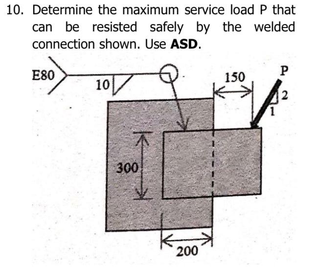 Solved 10. Determine the maximum service load P that can be | Chegg.com