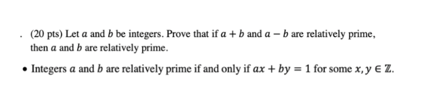 Solved . (20 ﻿pts) ﻿Let A And B ﻿be Integers. Prove That If | Chegg.com