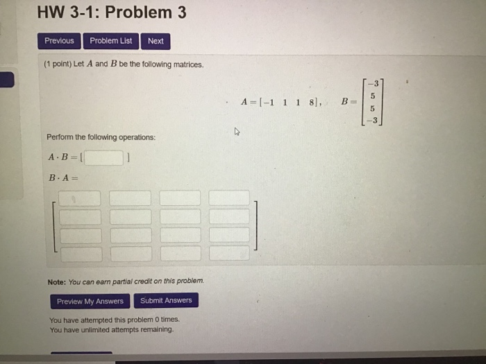 Solved HW 3-1: Problem 3 Previous Problem List Next (1 | Chegg.com