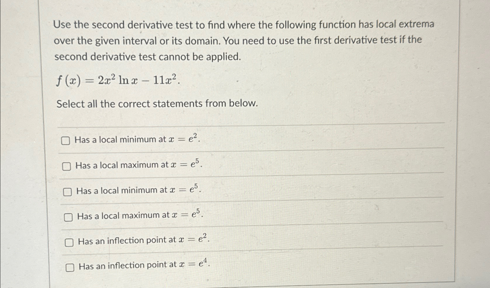 Solved Use the second derivative test to find where the | Chegg.com