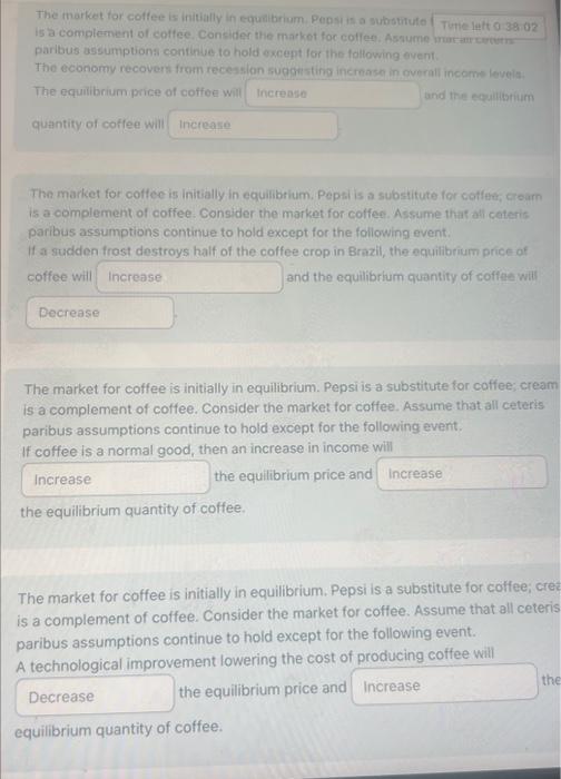 Solved The market for coffee is initially in equabrium
