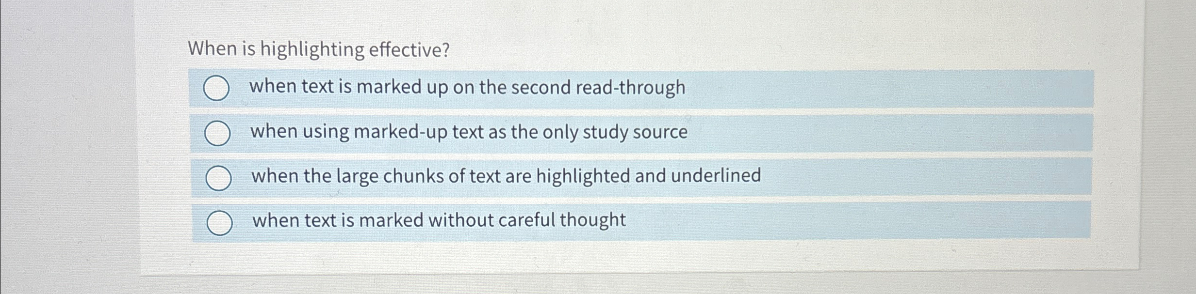 Solved When is highlighting effective? ﻿when text is marked