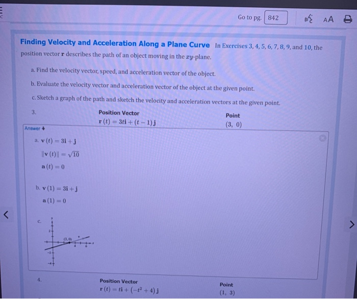 Solved Go to pg.842 АА Finding Velocity and Acceleration | Chegg.com