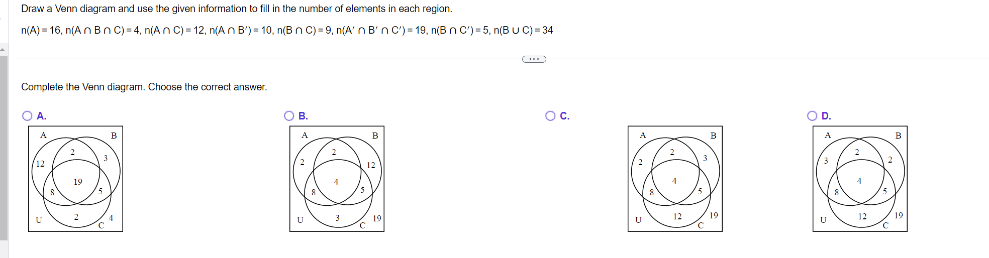 Solved Draw a Venn diagram and use the given information to | Chegg.com