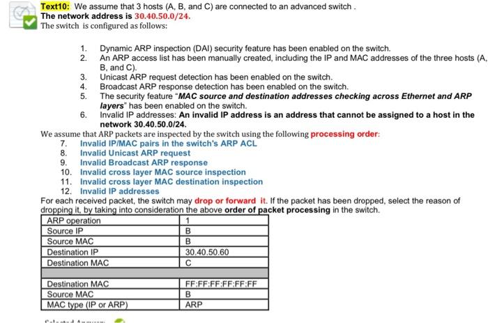 Solved Text10: We assume that 3 hosts (A, B, and C) are | Chegg.com