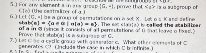 Solved ps 5.) For any element a in any group (G, ), prove | Chegg.com