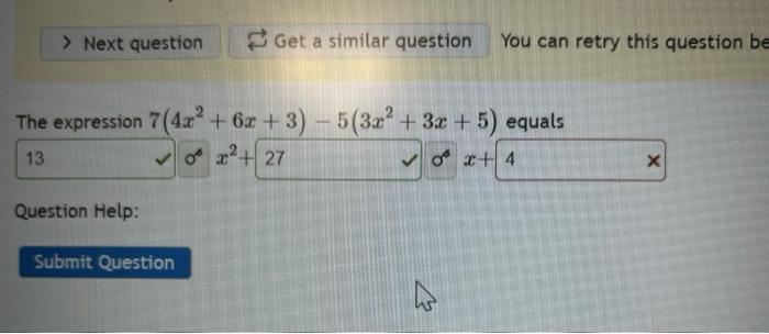 3 left 3x 2 right )- 2x 7x 6