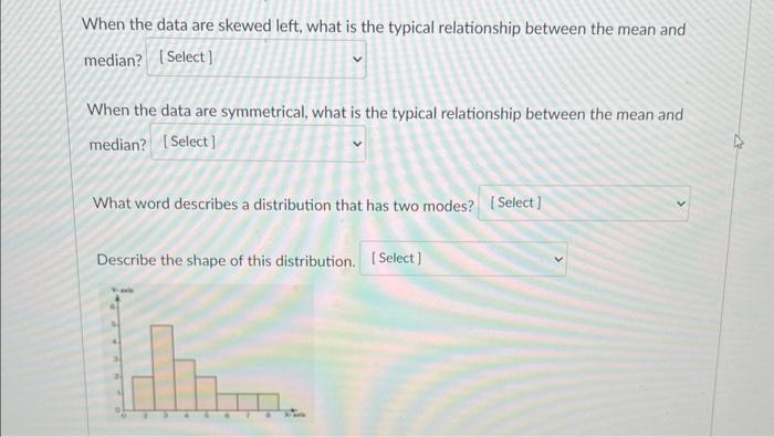 IN LEFT SKEWED DATA WHAT IS THE RELATIONSHIP BETWEEN MEAN AND MEDIAN visual data 3