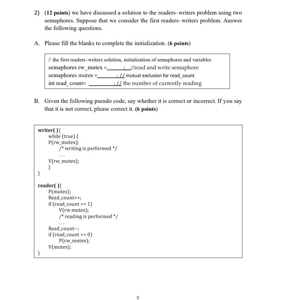 Solved 2) (12 points) we have discussed a solution to the | Chegg.com