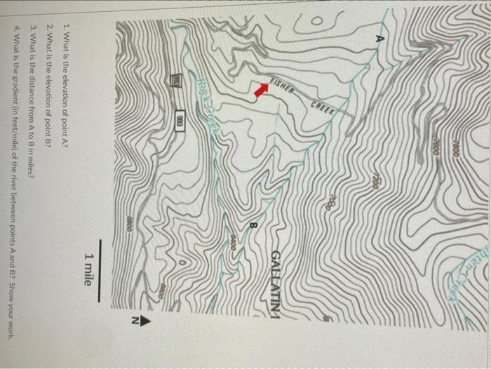 Solved 1. What is the elevation of point A ? 2. What is the | Chegg.com