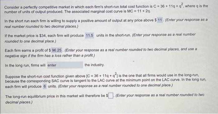 Solved Consider a perfectly competitive market in which each | Chegg.com
