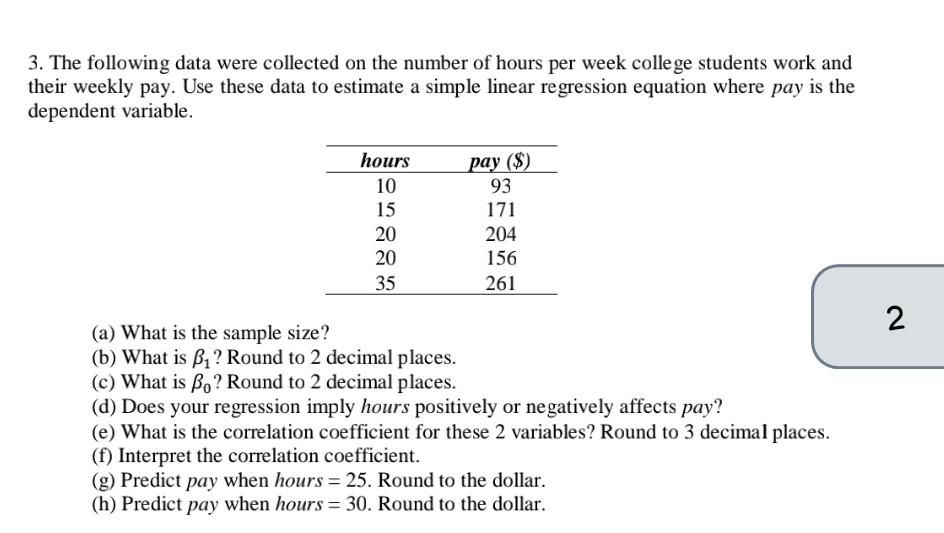 Solved 3. The following data were collected on the number of | Chegg.com