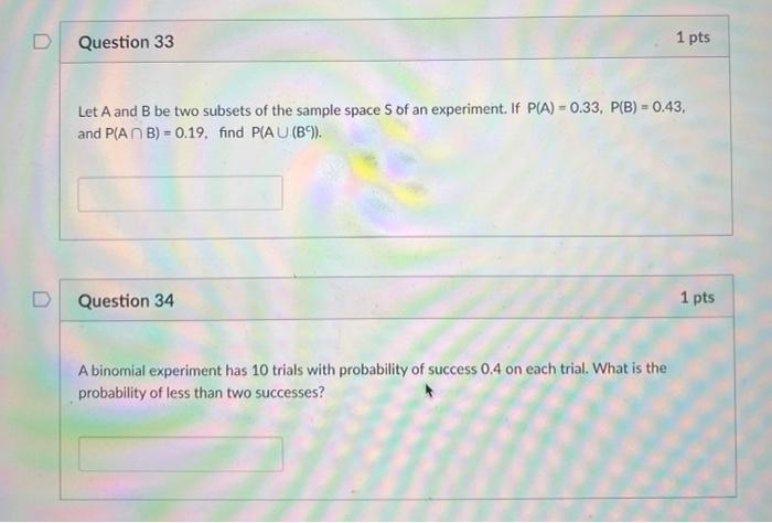 Solved Let A And B Be Two Subsets Of The Sample Space S Of | Chegg.com