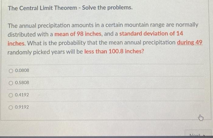 Solved The Central Limit Theorem - Solve The Problems. The | Chegg.com