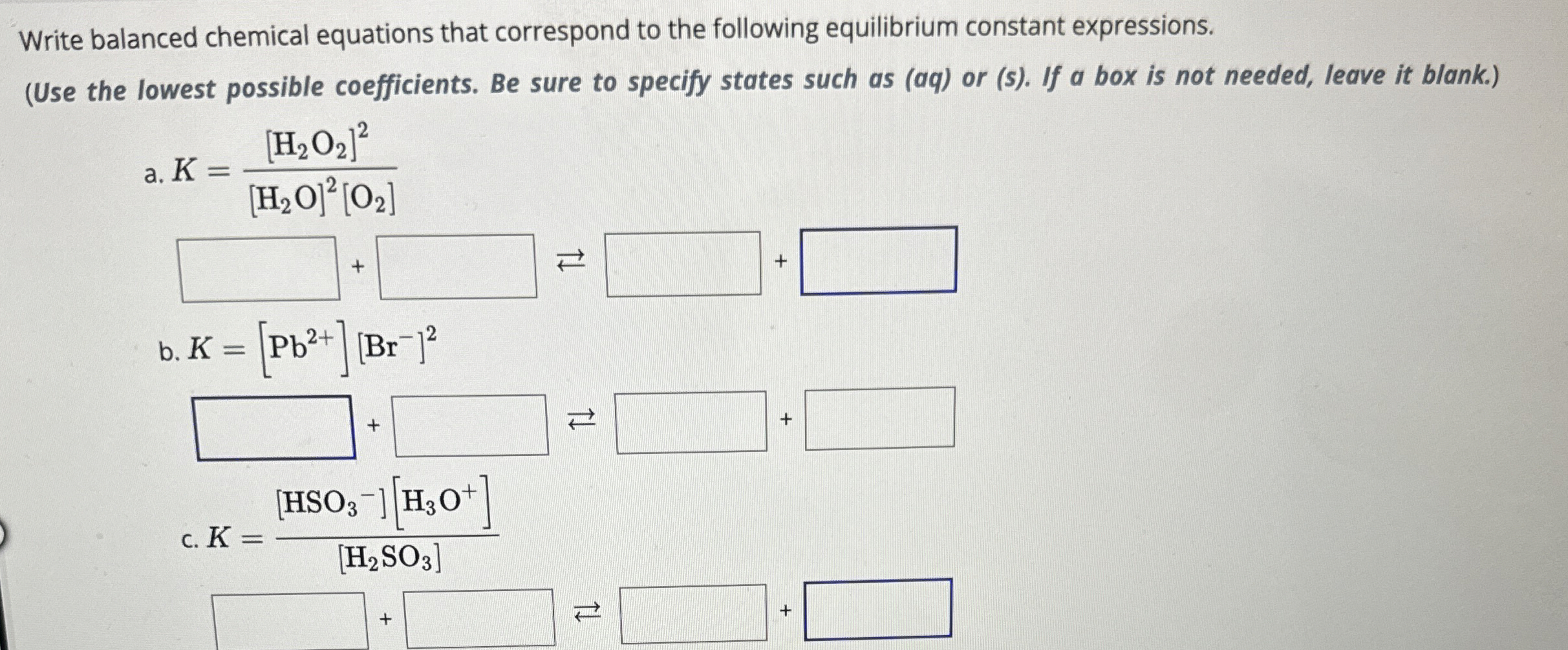 Solved Write balanced chemical equations that correspond to | Chegg.com