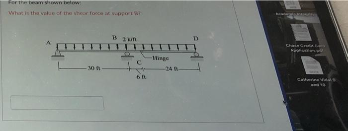 Solved For the beam shown below! What is the value of the | Chegg.com