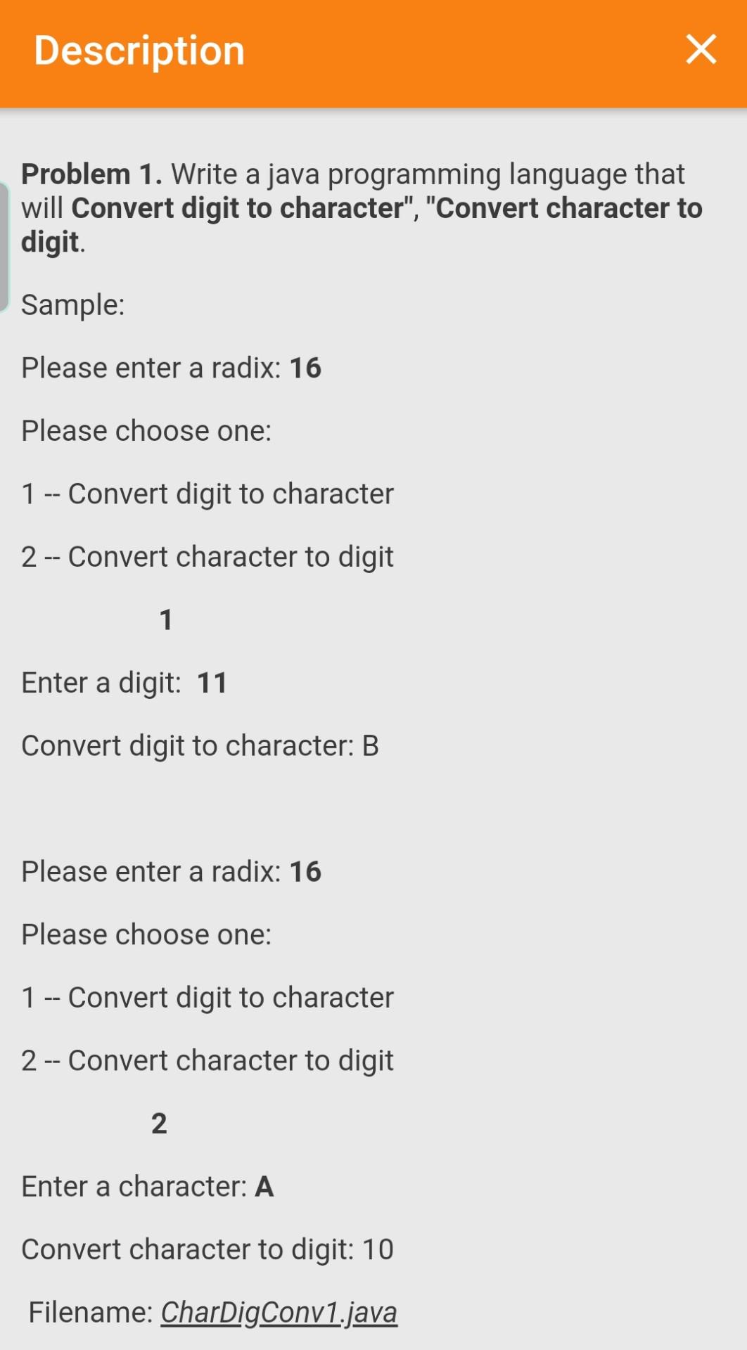 Solved Problem 1. Write a java programming language that | Chegg.com