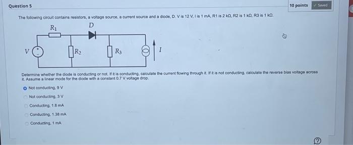 Solved Question 5 The following circuit contains resistors, | Chegg.com
