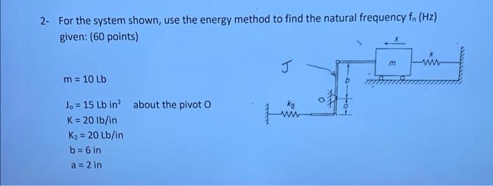 Solved 2- For the system shown, use the energy method to | Chegg.com