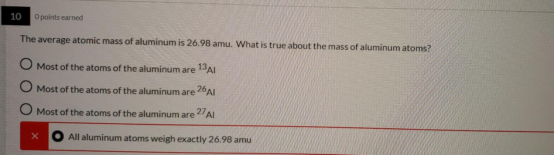 Solved 10 O points earned The average atomic mass of
