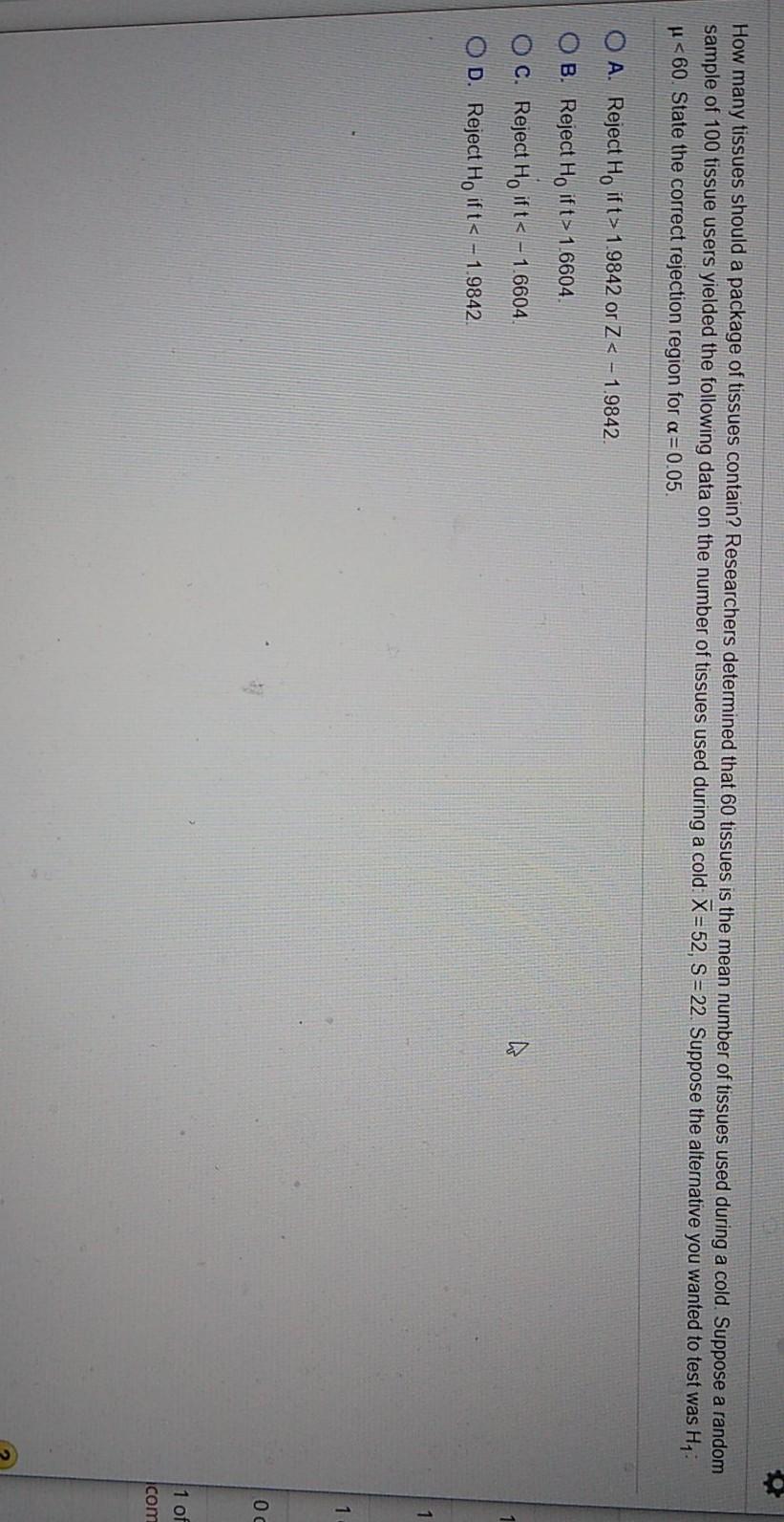 Solved How many tissues should a package of tissues contain?