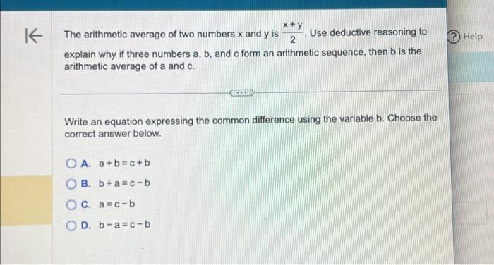 Solved The arithmetic average of two numbers x and y is | Chegg.com