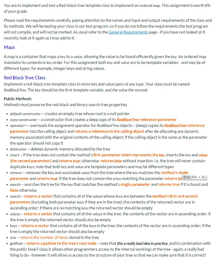 You are to implement and test a Red-black tree | Chegg.com
