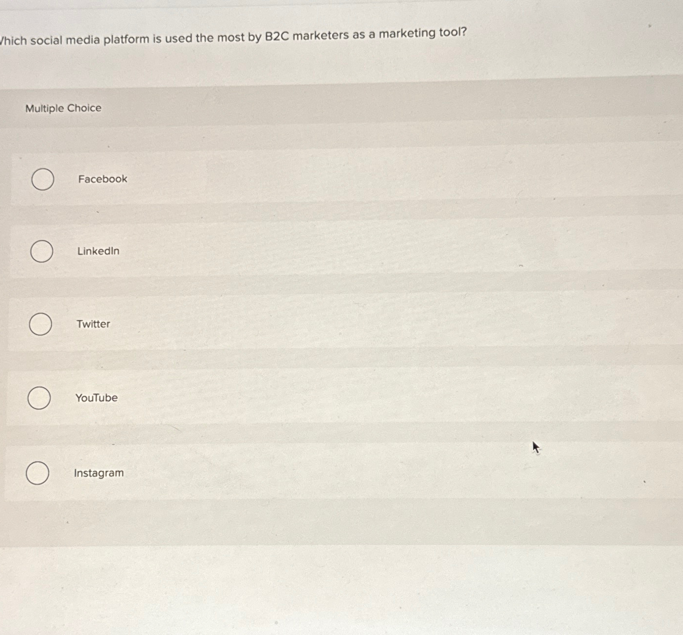 Solved /hich social media platform is used the most by B2C | Chegg.com