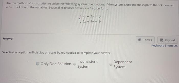 Solved Use the method of substitution to solve the following | Chegg.com