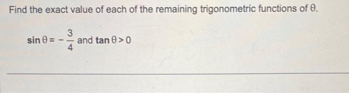 Solved Find the exact value of each of the remaining | Chegg.com