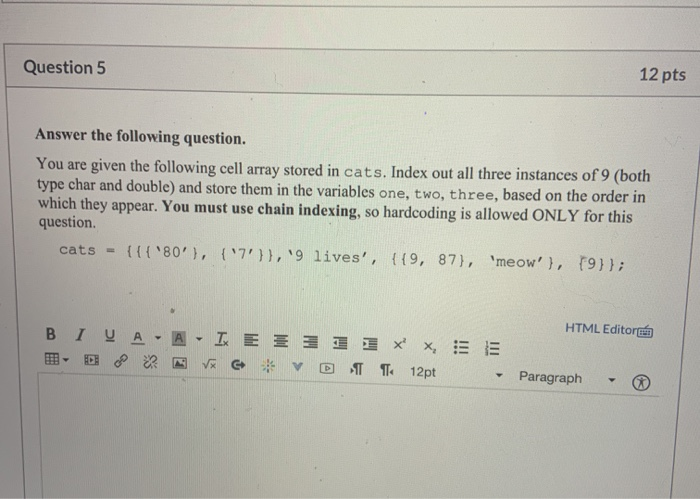 Solved Question 5 12 pts Answer the following question. You | Chegg.com