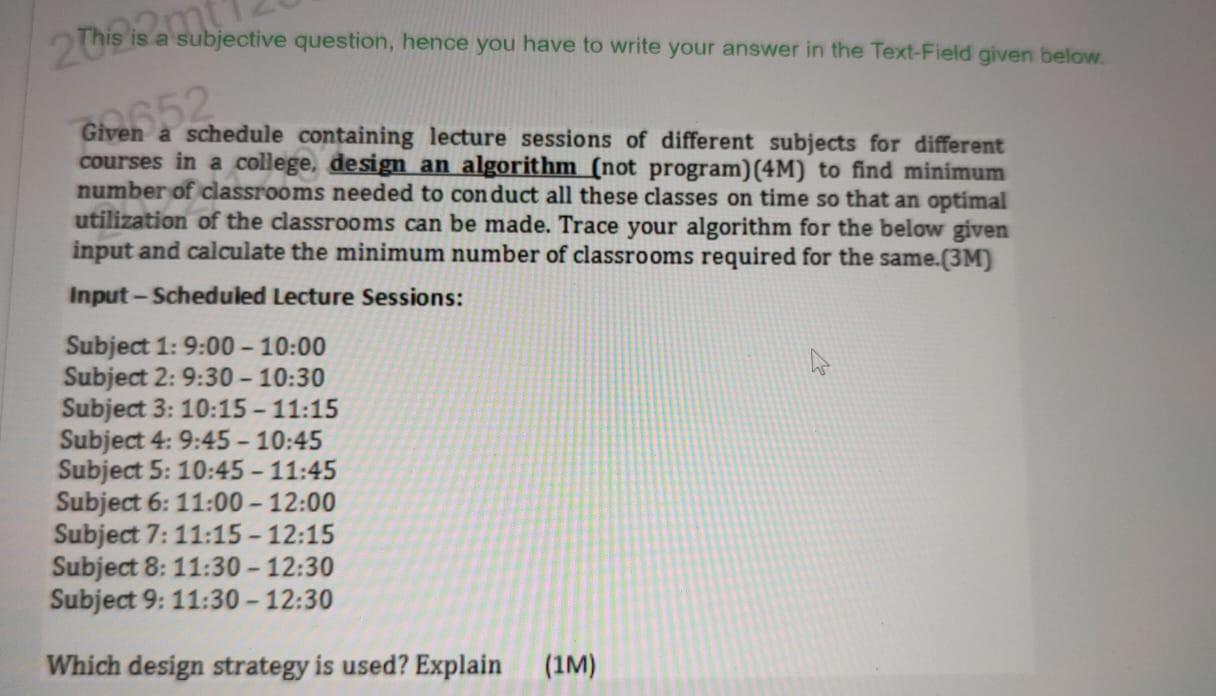 Solved Given A Schedule Containing Lecture Sessions Of | Chegg.com