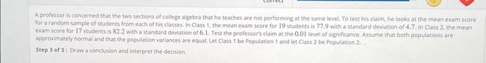 Solved A professor is concerned that the two sections of | Chegg.com
