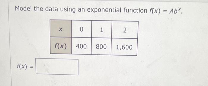 Solved Model the data using an exponential function | Chegg.com