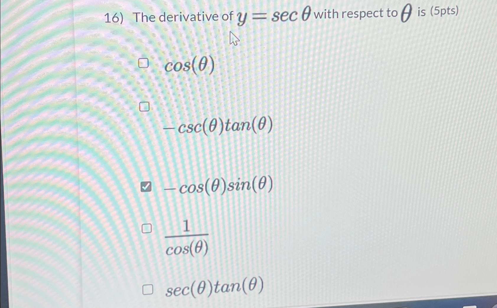 derivative of cos theta with respect to time