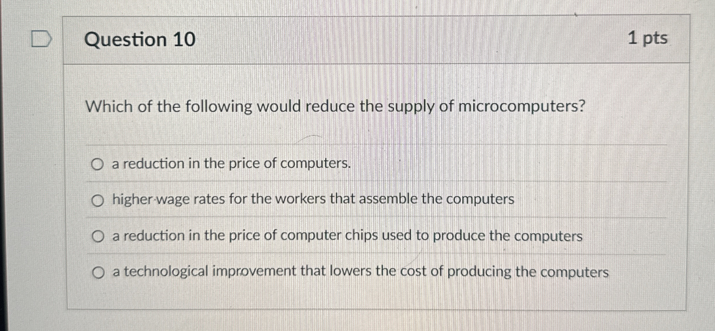 Solved Question 10Which of the following would reduce the | Chegg.com