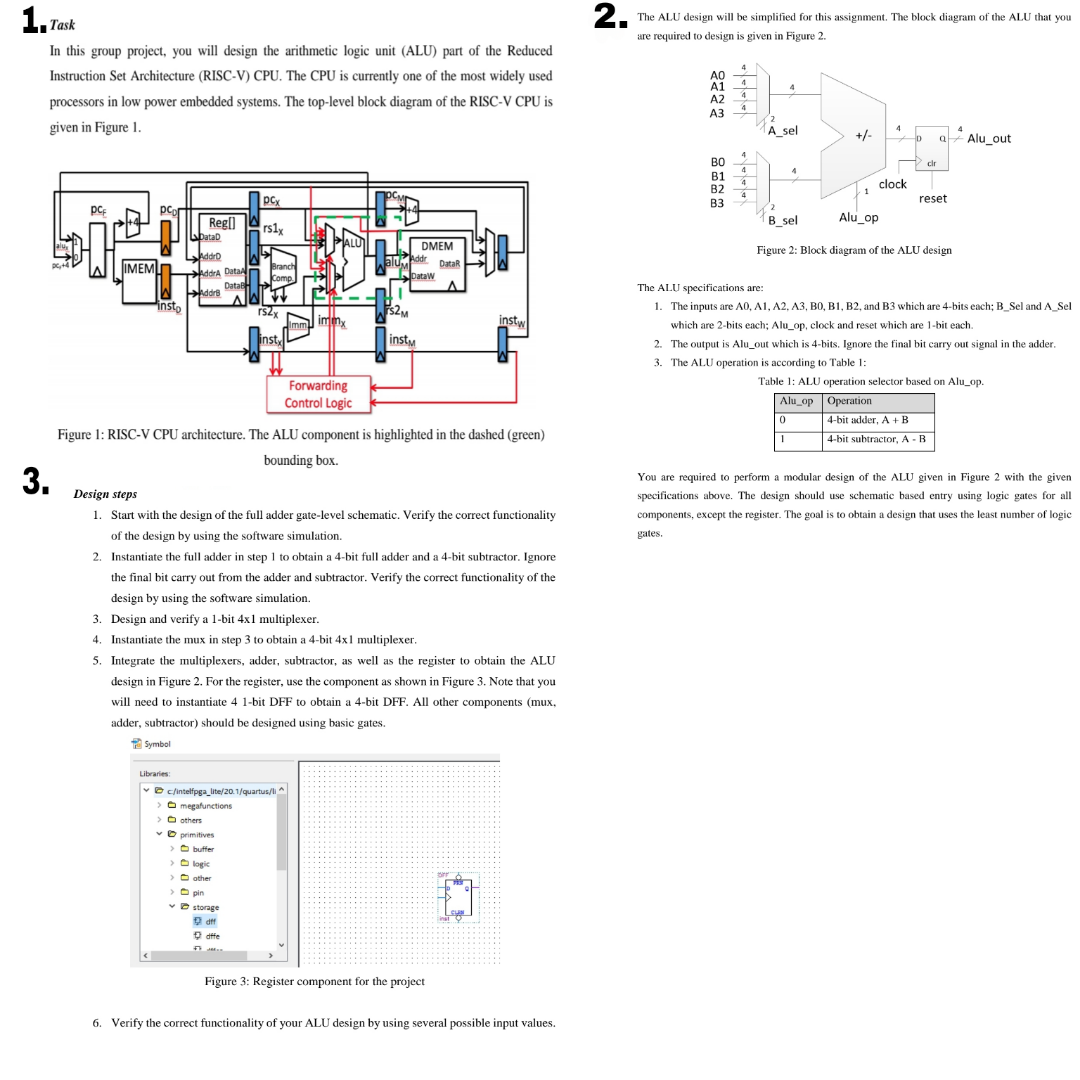 Sample Alu Design Task2The ALU design will be simplified for this | Chegg.com