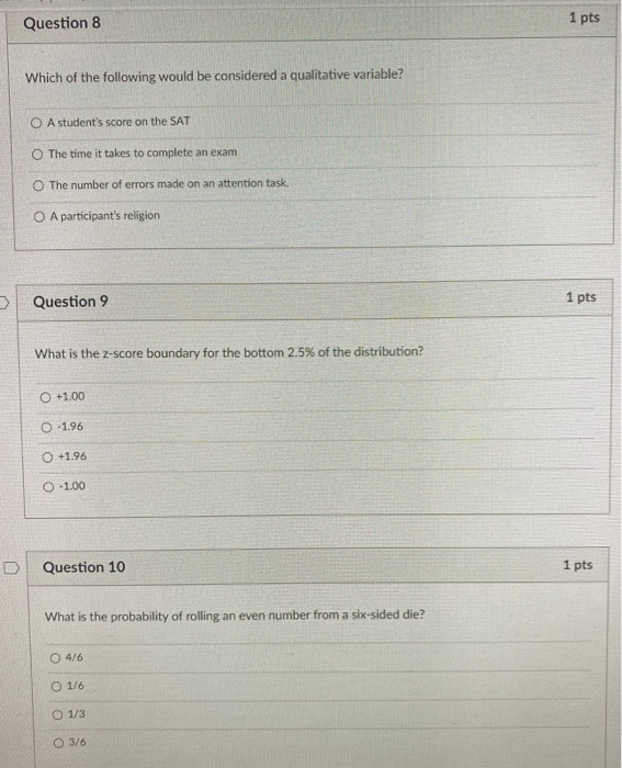 Solved Question 5 1 Pts For The Following Set Of Data, What | Chegg.com ...